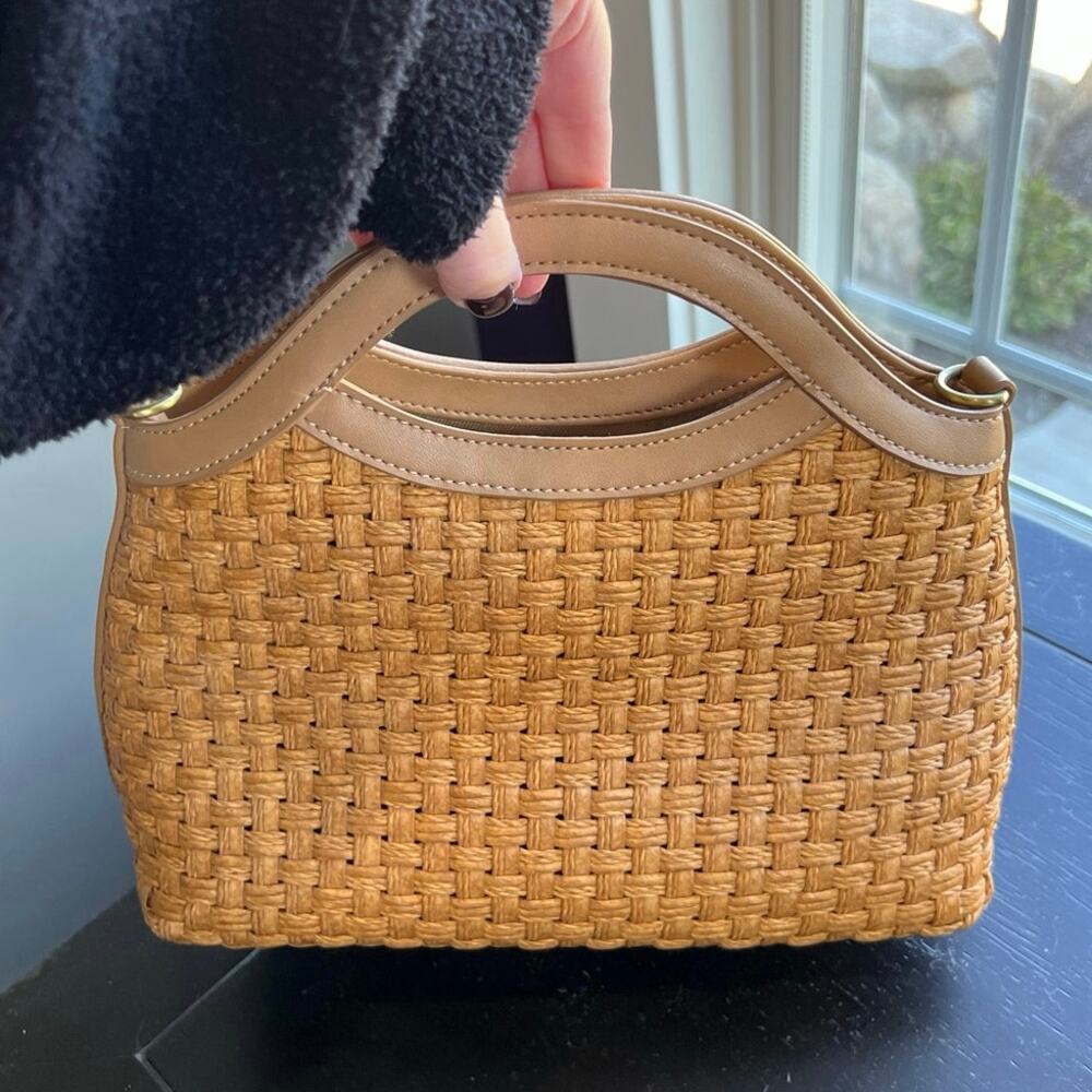 Fossil Small Weave Pattern Leather Trim Bag (Miss… - image 3